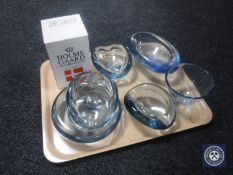 A tray of Holmegaard glass dishes