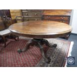 An oval Victorian mahogany tilt top breakfast table