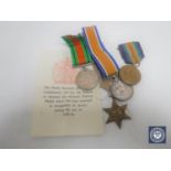 Four service medals to include 1914-1918 British War Medal awarded to PTE. R. E.