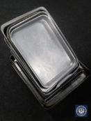 A collection of aluminium baking trays, cooking pans etc.