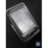 A collection of aluminium baking trays, cooking pans etc.