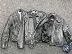 Three black leather lady's jackets CONDITION REPORT: Size 2, size 8,