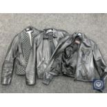 Three black leather lady's jackets CONDITION REPORT: Size 2, size 8,