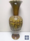An early twentieth century Linthorpe pottery vase with flared rim, height 65 cm.