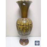 An early twentieth century Linthorpe pottery vase with flared rim, height 65 cm.