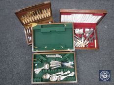 Three part canteens of cutlery