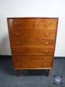 A mid 20th century Danish teak six drawer chest