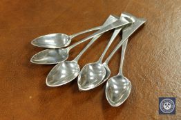 Six Georgian silver teaspoons.