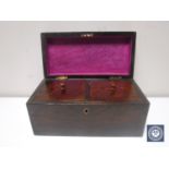 A late Victorian rosewood tea caddy