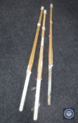 Three kendo fighting sticks