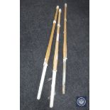 Three kendo fighting sticks