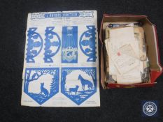 A box containing ephemera, Illustrated London News magazines,