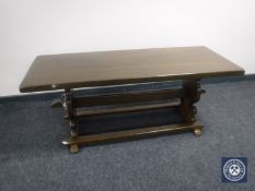 An oak refectory coffee table