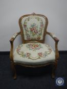 A continental salon armchair in tapestry fabric