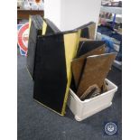 A quantity of wooden folding boards / stands.