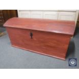 An antique pine domed topped shipping trunk CONDITION REPORT: 123cm long by 60cm