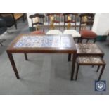 A Danish tiled topped coffee table and nest of two tables