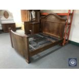 An antique continental mahogany 5' bed frame with box spring CONDITION REPORT: This