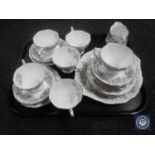 A tray of Royal Albert Silver Maple tea china