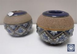 A pair of Royal Doulton glazed stoneware match strikers/pots