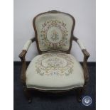 A continental salon armchair in tapestry fabric