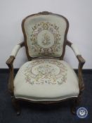 A continental salon armchair in tapestry fabric