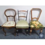 Three miscellaneous antique mahogany chairs