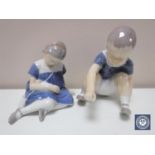 Two Bing & Grondahl figures of seated children,