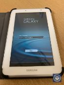 A Samsung Galaxy Tab 2, model GT-P3110 8GB, Wi-Fi, 7 inch, White, with Belkin case,