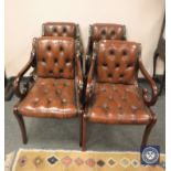 A set of four Regency style brown buttoned leather armchairs CONDITION REPORT: