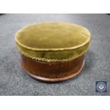 A circular inlaid mahogany sewing box/stool
