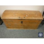 A 19th century pine dome top trunk,