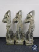 Three composition stone figures of maidens (3)