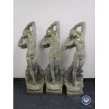 Three composition stone figures of maidens (3)