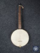 An open back fretless five string banjo