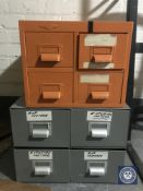 Two twentieth century four drawer metal index chests