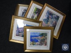 Seven gilt framed signed limited edition prints by Noel Gregory