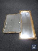 A gilt framed bevelled hall mirror together with another mirror