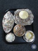A tray of eleven pieces of Maling brown chintz china