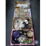 Four boxes of assorted glass ware, onyx comport,