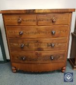 A Victorian mahogany bowfront five drawer chest,