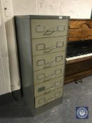 A mid twentieth century six drawer metal filing chest