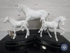 Three Royal Doulton figures - Spirit of Youth, Spring Time and Adventure, on stands.