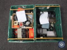 Two boxes of electric control boxes, Marklin, Triang,