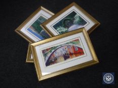 Four gilt framed signed limited edition prints by Helen Parsley and Chris Ward together with two