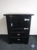 A painted pine cupboard fitted with two drawers