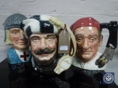 Three large Royal Doulton character jugs - Trapper D6609, St.