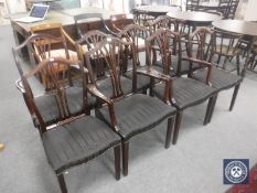 A set of eight mahogany shield backed dining chairs