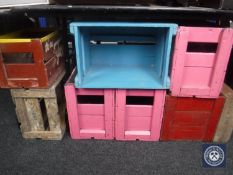 Eight assorted vintage crates