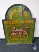 A hand painted wooden sign - Union Pacific Railway CONDITION REPORT: 108cm by 80cm.